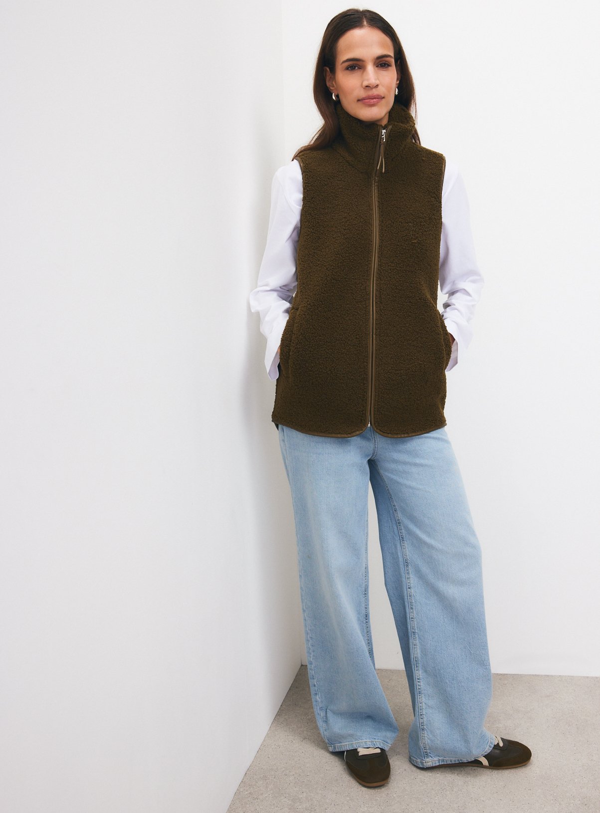 Dark Green Borg Zip Through Gilet XXL - Image 3 thumbnail